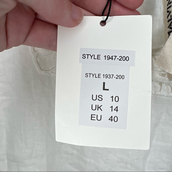 Malvin Hamburg-Germany I love Linen White 3/4 Sleeve Shirt Dress Large NWT Light - Picture 6 of 9